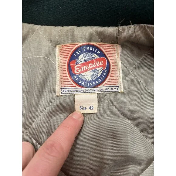 1963 Empire Sporting Goods Letterman Varsity Jacket Green Yellow Sz 42 Made USA - Picture 14 of 16